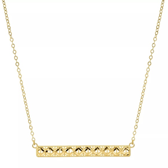 Jewelry - Horizontal Textured Bar Necklace in 10K Gold